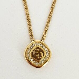 DIOR Crystal Vintage Crystal CD Pendant Necklace